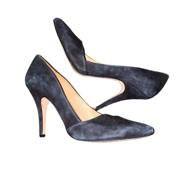 Madewell Shoes - Madewell Mira Suede Leather Asymmetrical Black Heel Stiletto Pumps Shoes Size 10